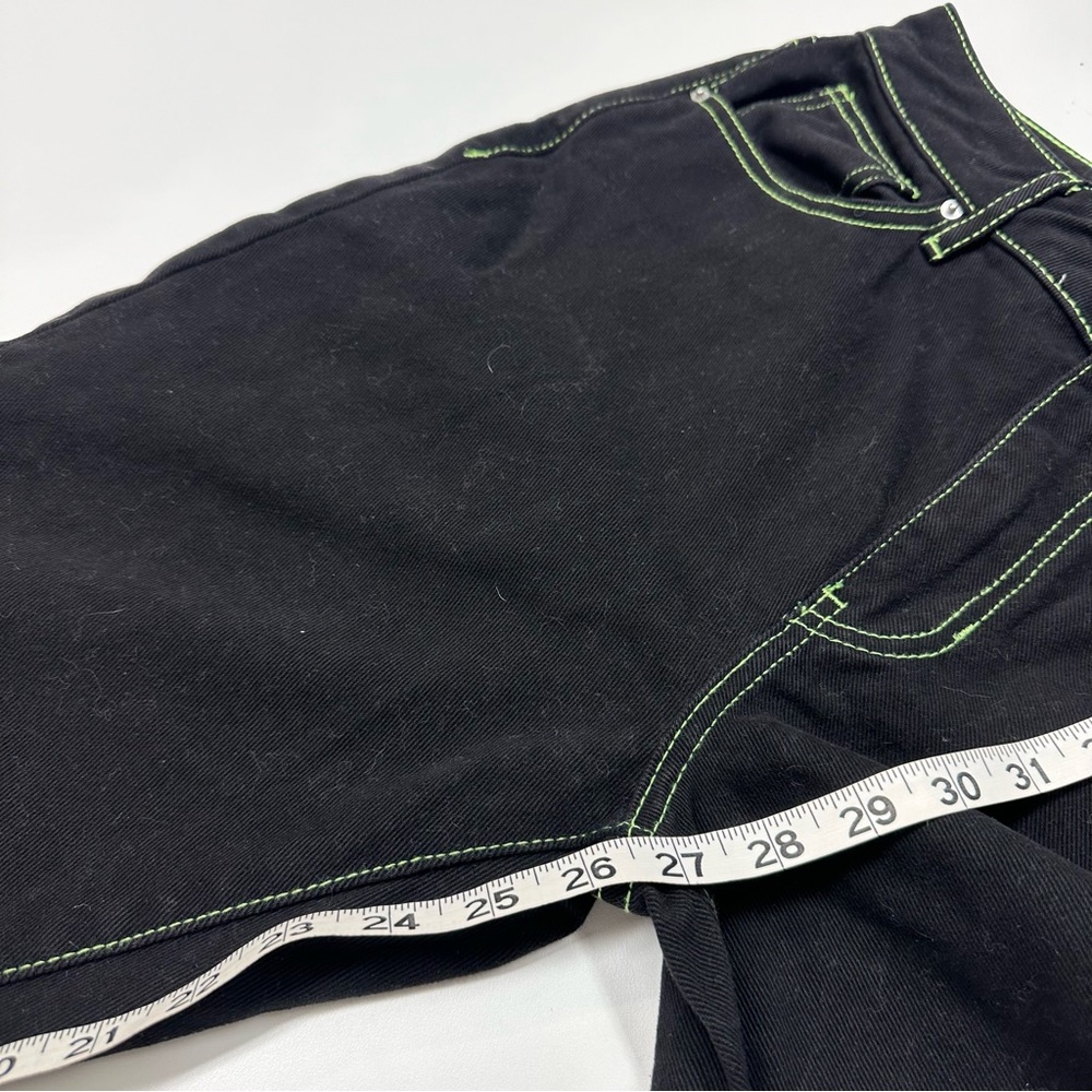 PacSun Black Neon Lime Green Stitching High Rise Mom Denim Jeans Women’s Size 26 - Picture 9 of 9